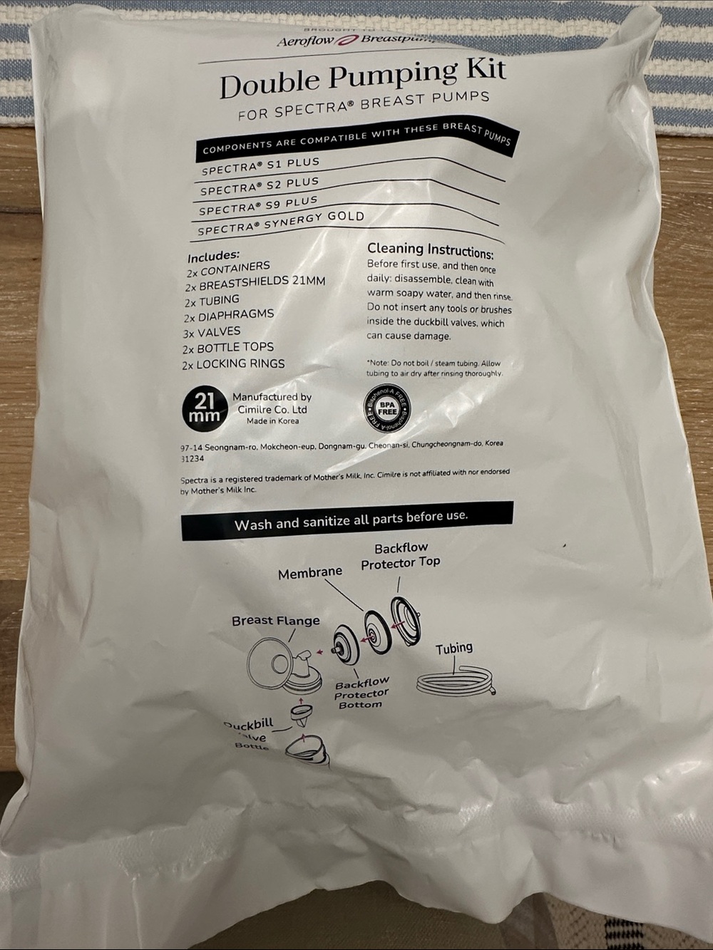 Spectra Double Pumping Kit - White Replacement Breast Pump Parts